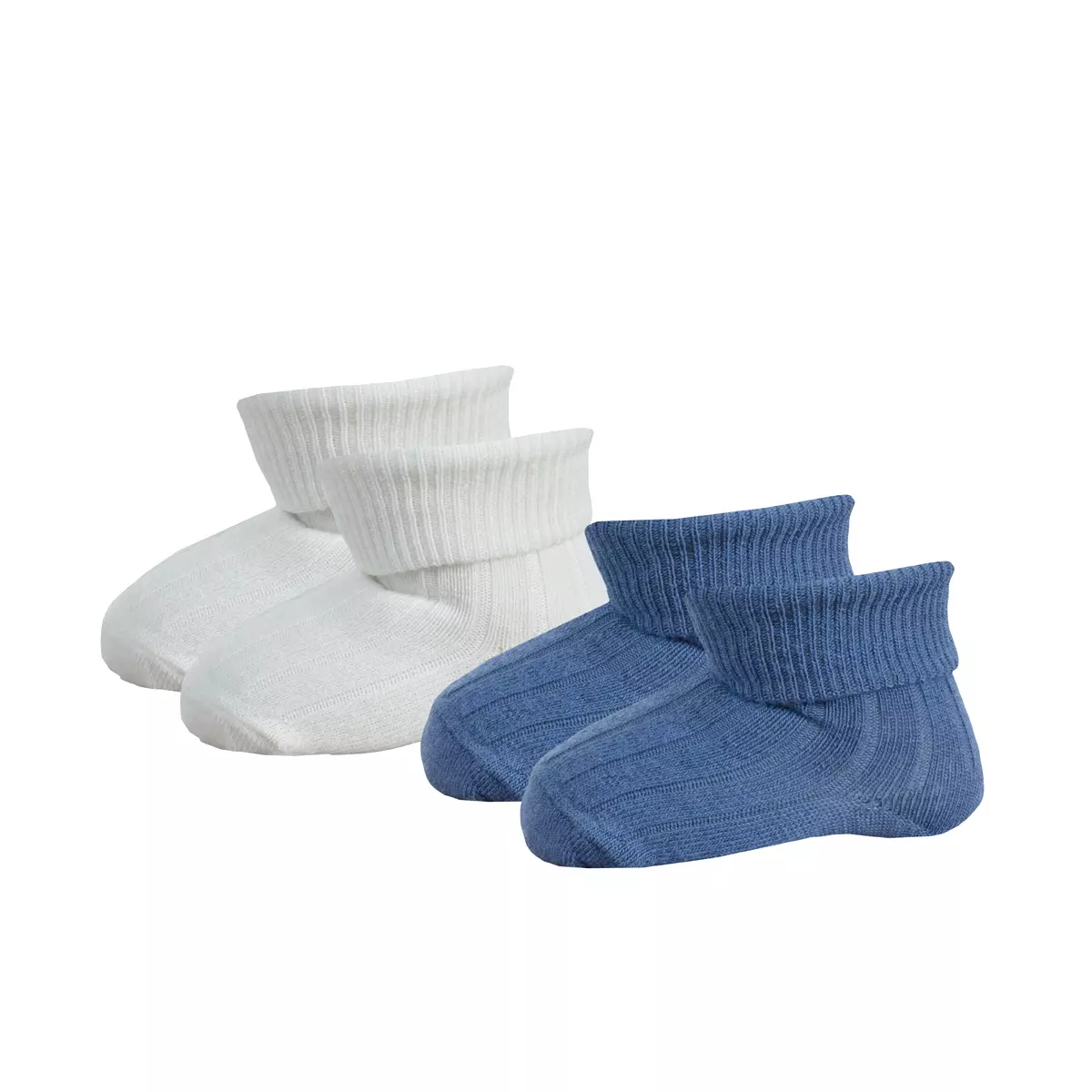 Babystrumpor av merinoull 2-pack blå/ullvita - Bild 2