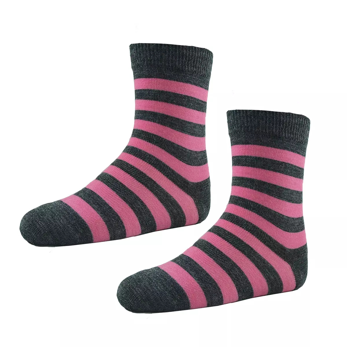 Tunna ullstrumpor till barn mörkgrå/rosa - Bild 2